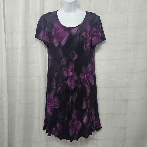 Vintage Liz Claiborne Dress Purple Floral Goth Whimsigoth Grunge 8 - Picture 1 of 12
